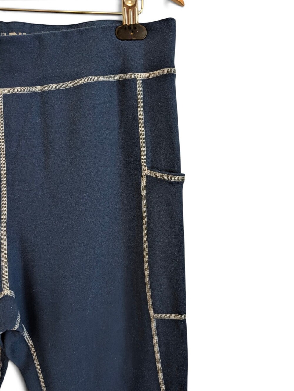 DULUTH TRADING Wool Base Layer Wickerino Leggings Side Pockets Blue Large - Picture 7 of 11